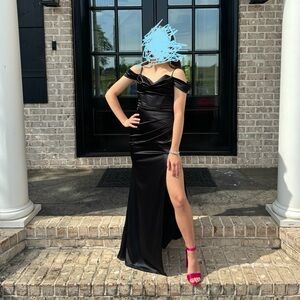 B Darlin simple black prom dress.